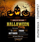 halloween party invitation with ... | Shutterstock .eps vector #724469917