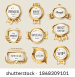 gold labels set  glossy labels. ... | Shutterstock .eps vector #1868309101