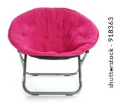 Small photo of Individual hot pink fuzzy fabric foldout chair over white background.