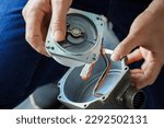 electric servo motor,Mechanic repairing AC servo motor, DC brush-less motor, and stepping motor in factory,electric servo motor cnc,close-up