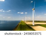 A row of elegant wind turbines...
