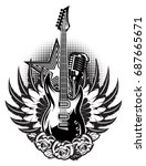 guitar  microphone  wings ... | Shutterstock .eps vector #687665671