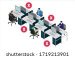 social distancing at office... | Shutterstock .eps vector #1719213901