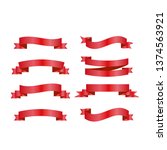 red ribbons set. vector design... | Shutterstock .eps vector #1374563921