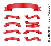 red ribbons set. vector design... | Shutterstock .eps vector #1377062087