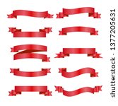 red ribbons set. vector design... | Shutterstock .eps vector #1377205631