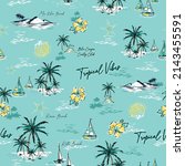 tropical summer island in... | Shutterstock .eps vector #2143455591