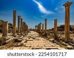 Lebanon. Ancient Tyre (UNESCO World Heritage Site) - Al Mina Archaeological Site. Colonnade on the Southeastern side