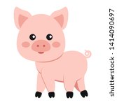 Image Of Cute Funny Pink Pig...
