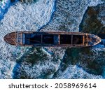 Small photo of MV Demetrios II shipwreck near Chloraka and Paphos, Cyprus. Cargo ship was hit by the storm and sank on 23 of March 1998