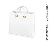 3d empty white shopping bag... | Shutterstock .eps vector #2091138064