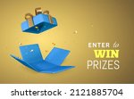 open blue gift box and confetti ... | Shutterstock .eps vector #2121885704