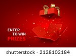 open red gift box and confetti... | Shutterstock .eps vector #2128102184