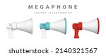 realistic 3d megaphone. plastic ... | Shutterstock .eps vector #2140321567