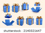 3d realistic blue gift boxes... | Shutterstock .eps vector #2140321647