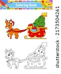 santa claus sleigh. winter deer.... | Shutterstock .eps vector #2173504261