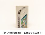 Small photo of the front backpage/ box of Iphone 4s shows it's silver color. Shot in December 2018 in Cairo - Egypt