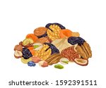 Pile Of Various Dried Fruits...