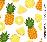 pineapple seamless pattern.... | Shutterstock .eps vector #1729053994