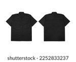 Small photo of Men's short sleeves military shirt. Workshirt black. Short sleeve work shirt black.