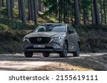 Small photo of Riga, Latvia 12 May 2022, Mazda CX-5 Redesigned Crossover SUV. Driving countryside in forest. Front view.