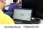 Small photo of KUALA LUMPUR,MALAYSIA-SEPTEMBER 6,2017 : An Unidentified student doing designing using AUTOCAD in the Design Lab