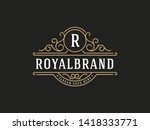 luxury logo template flourishes ... | Shutterstock .eps vector #1418333771