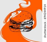 vector illustration burger.... | Shutterstock .eps vector #694244914