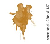 Small photo of Coffee, chocolate, liquid stains isolated on a white background. Royalty high-quality free stock photo image of Coffee, Tea Stains spill. Round coffee stain isolated, cafe splash fleck drink