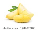 Durian Pulps Isolated On White...