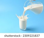 Pouring fresh milk into the...