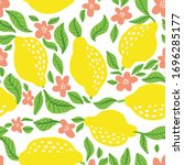 lemon fruit pattern. seamless... | Shutterstock .eps vector #1696285177
