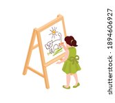 Child Drawing Picture On Easel...