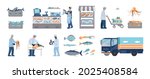 seafood fish market flat icons... | Shutterstock .eps vector #2025408584