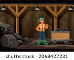 mining miner cartoon... | Shutterstock .eps vector #2068427231