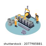 isometric metal industry... | Shutterstock .eps vector #2077985881