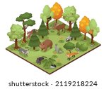 isometric forest animal... | Shutterstock .eps vector #2119218224