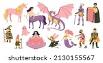 Fairy Tale Color Icon Set With...