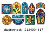 stained glass mosaic windows... | Shutterstock .eps vector #2134004617