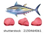 realistic tuna fish steak icon... | Shutterstock .eps vector #2150464061