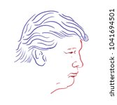 Trump Line Art In Blue And Red