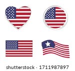 the set with usa flags | Shutterstock .eps vector #1711987897