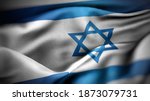 Close Up Waving Flag Of Israel. ...
