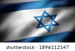 Close up waving flag of israel. ...
