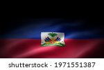 3d illustration flag of Haiti. close up waving flag of Haiti. Haiti flag frame with empty space for your text. 