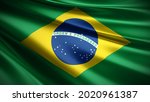 3d illustration flag of Brazil. close up waving flag of Brazil. flag symbol of Brazil.