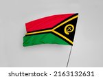 Small photo of The Vanuatu flag is isolated on a white background with a clipping path. flag symbols of Vanuatu. flag frame with empty space for your text.