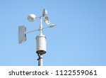Small photo of Wind vanes with blue sky background