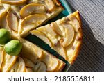 Small photo of Casserole pie of cottage cheese with raisins and pears