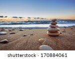 Stones Balance On Beach ...